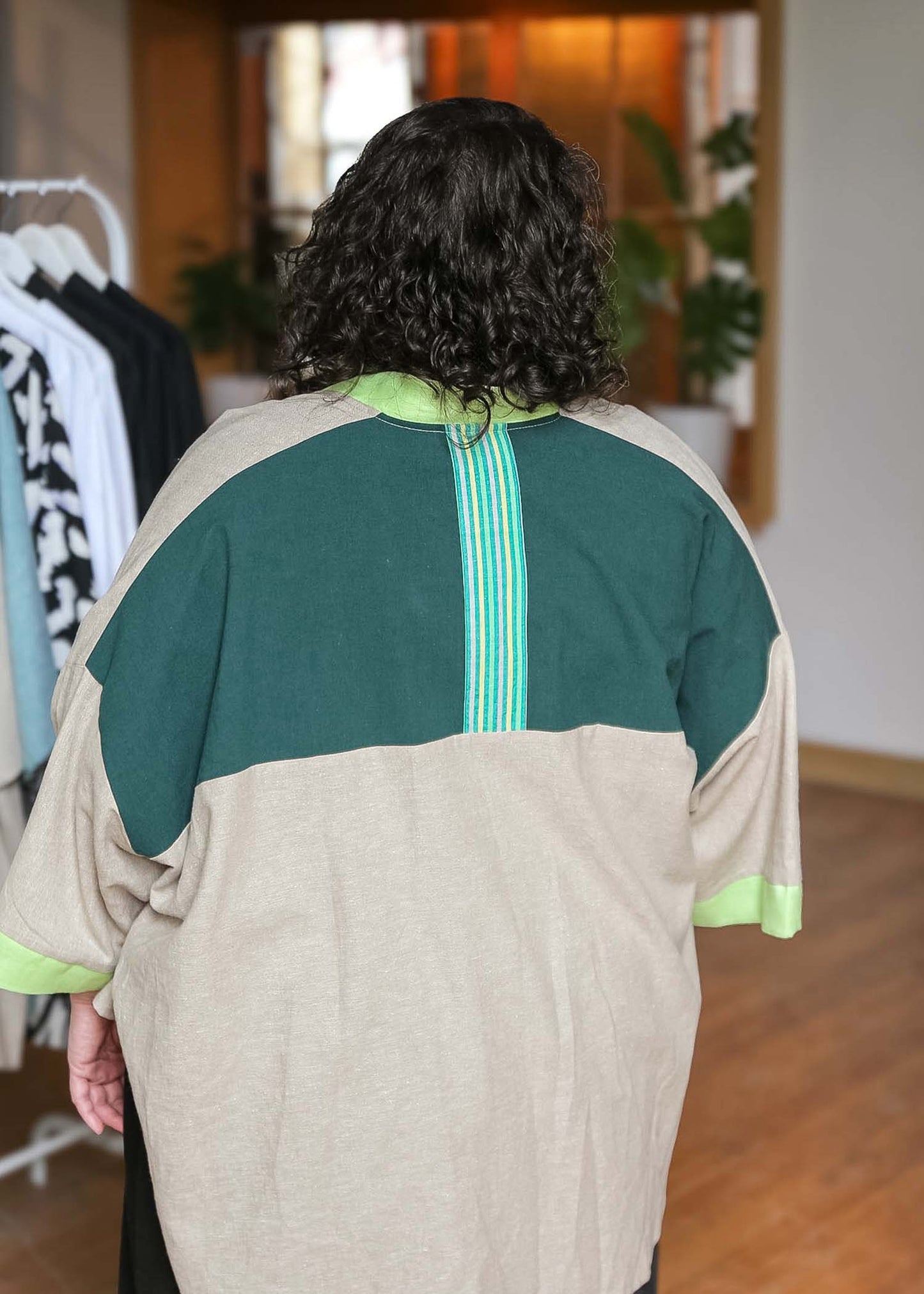 Emily Jacket -Hemp -Sand and Chartreuse