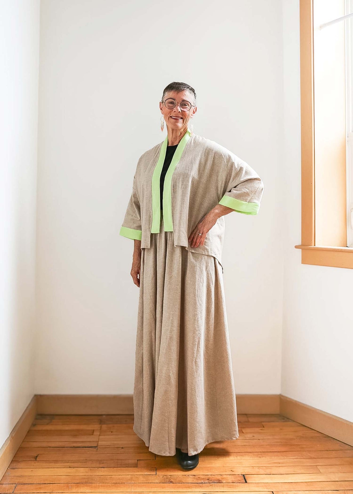 Emily Jacket -Hemp -Sand and Chartreuse