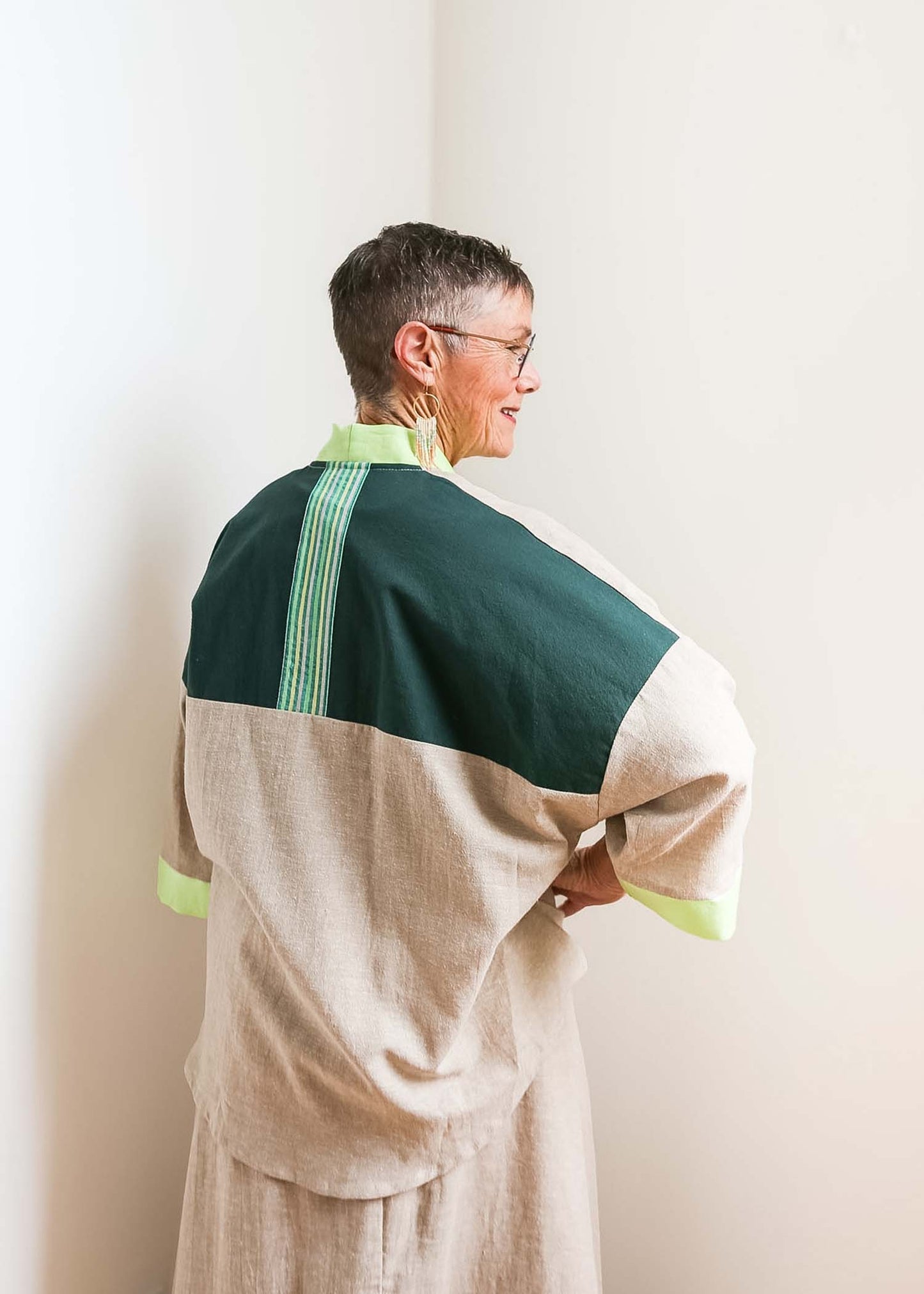 Emily Jacket -Hemp -Sand and Chartreuse