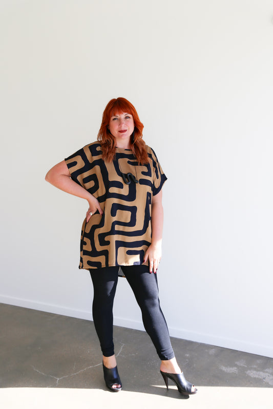 Sheila Tunic Top -Gold & Black