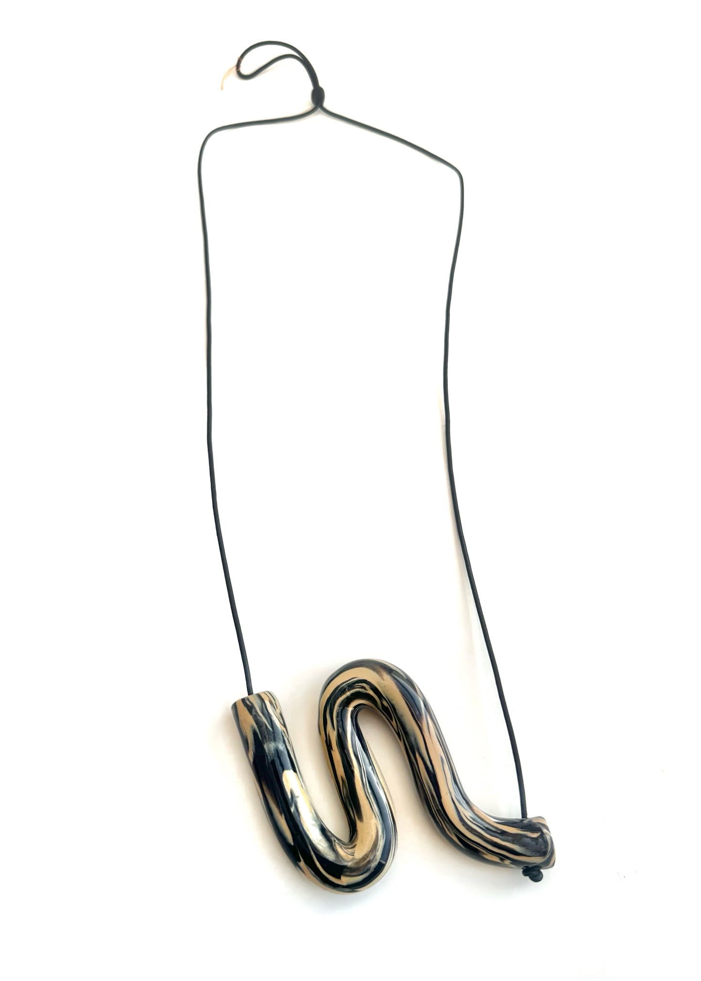 Bare-No-Tools -Necklace -Squiggle -Sand & Black swirl -Large