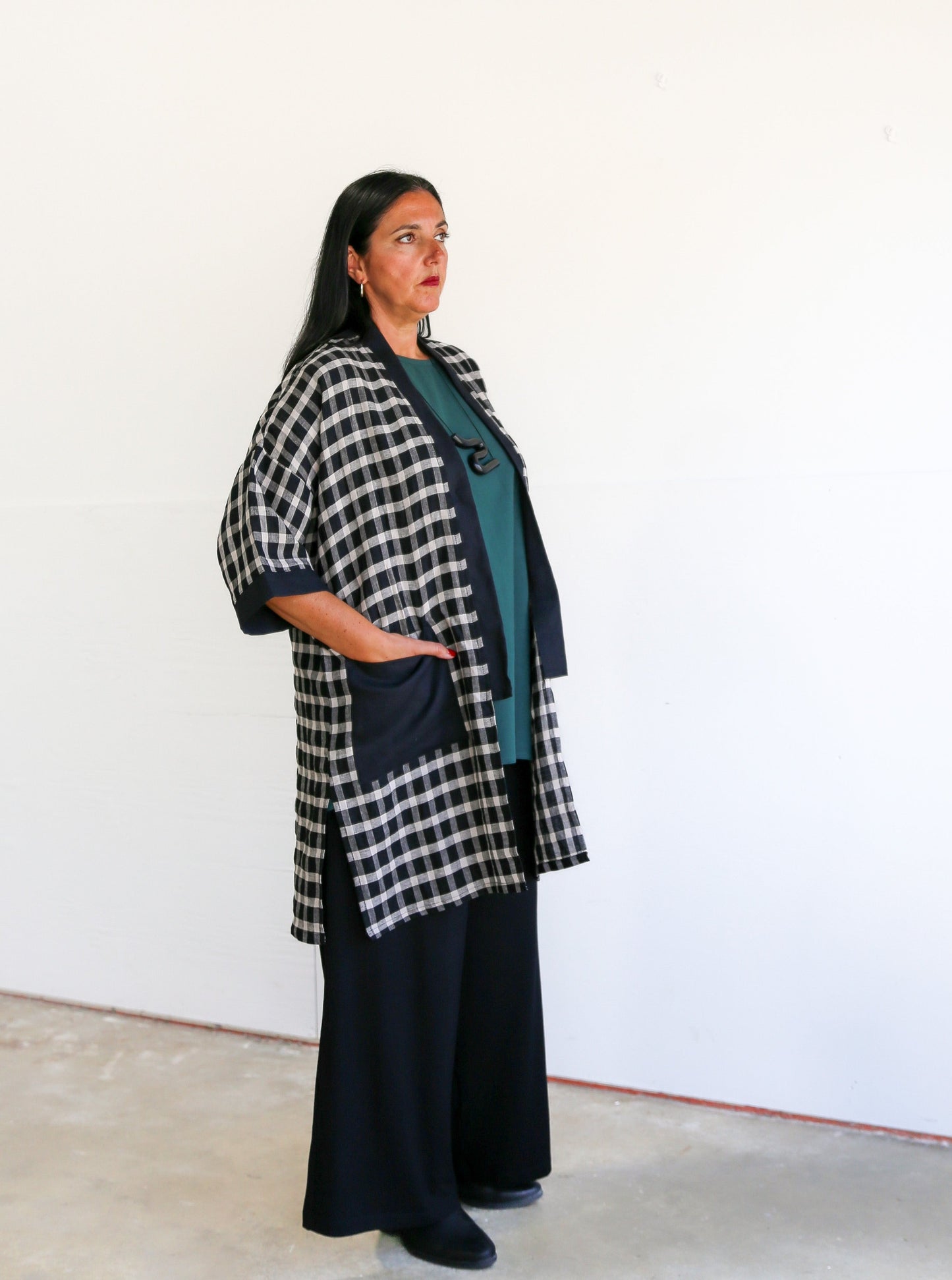 Eva Linen Jacket -Plaid