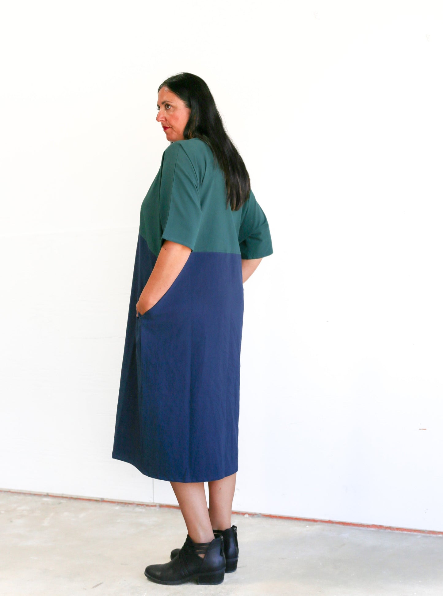 Conny Colour Blocked Dress -Pine & Navy