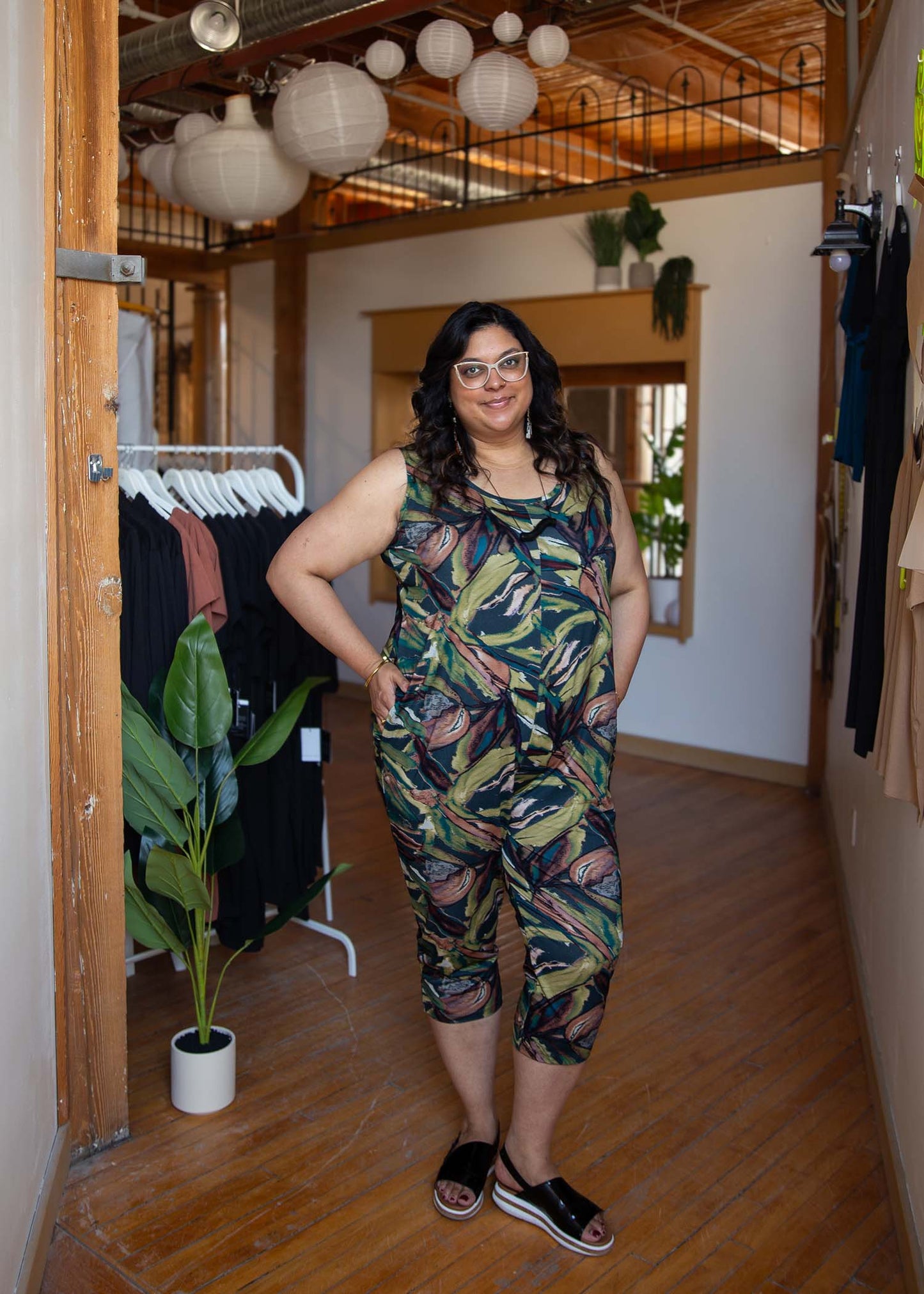 Kim Capri Jumpsuit -Botanica Print