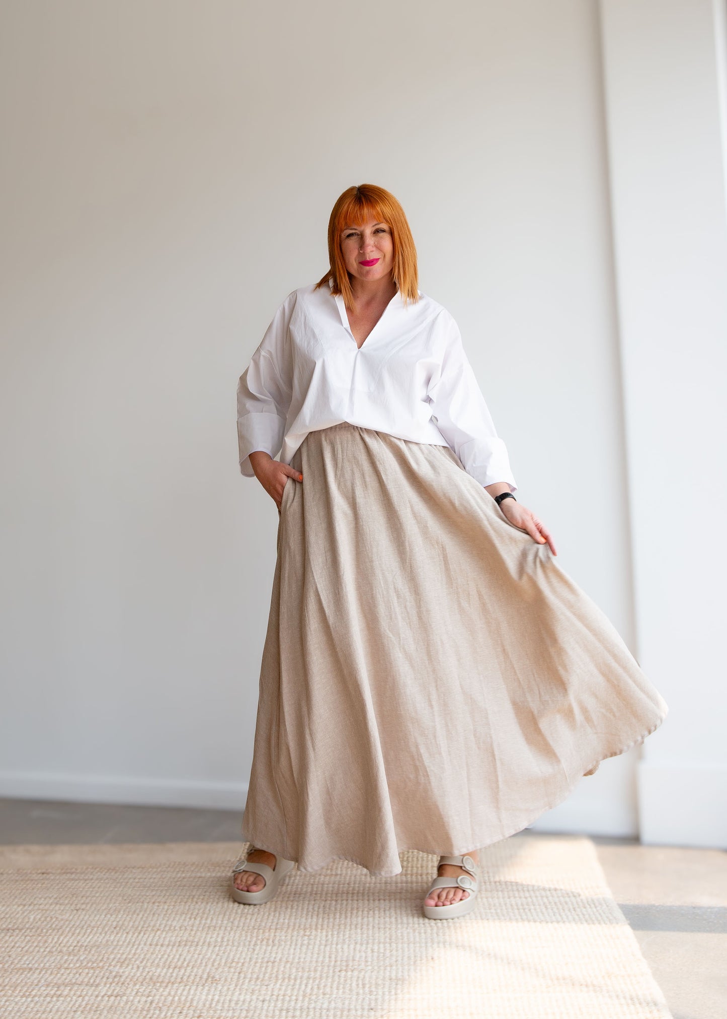 Lesley Long Skirt -Hemp -Oatmeal