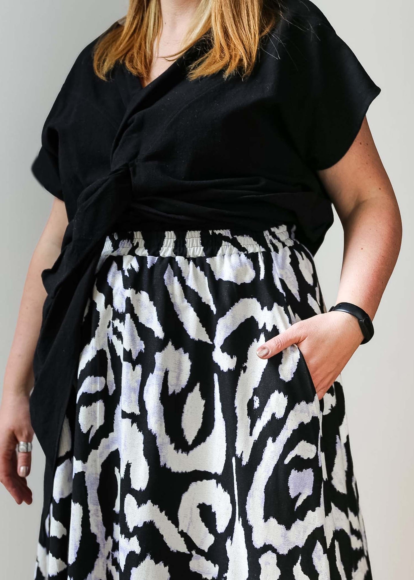 Lesley Long Skirt -Linen Blend -Print