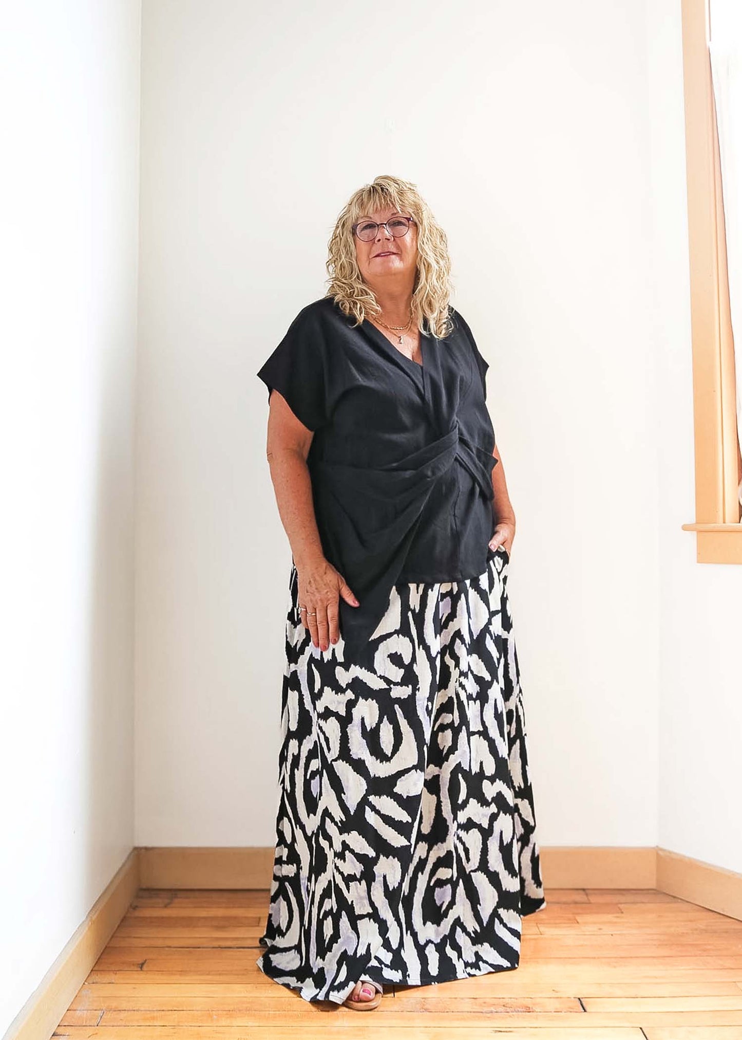 Lesley Long Skirt -Linen Blend -Print