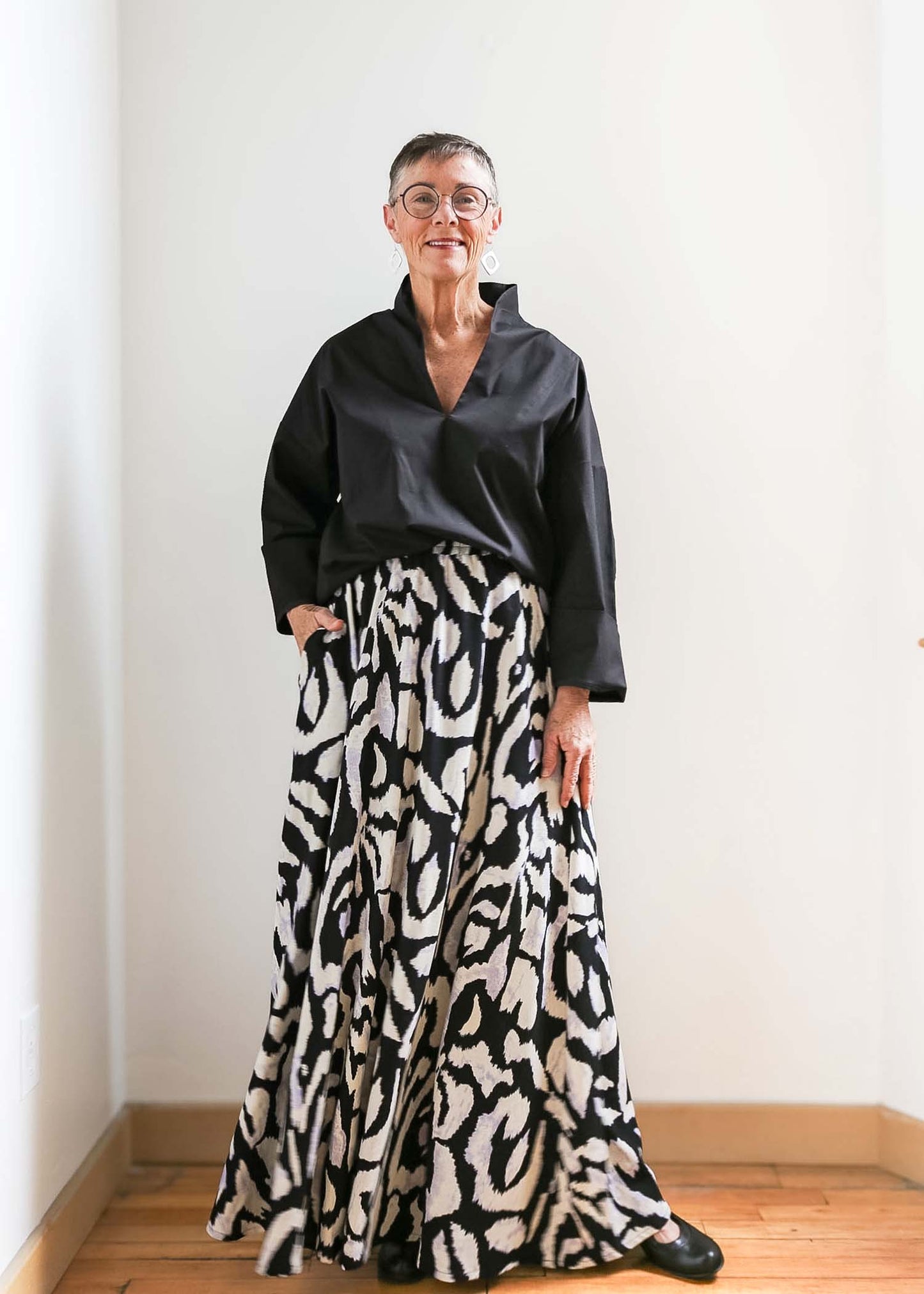 Lesley Long Skirt -Linen Blend -Print