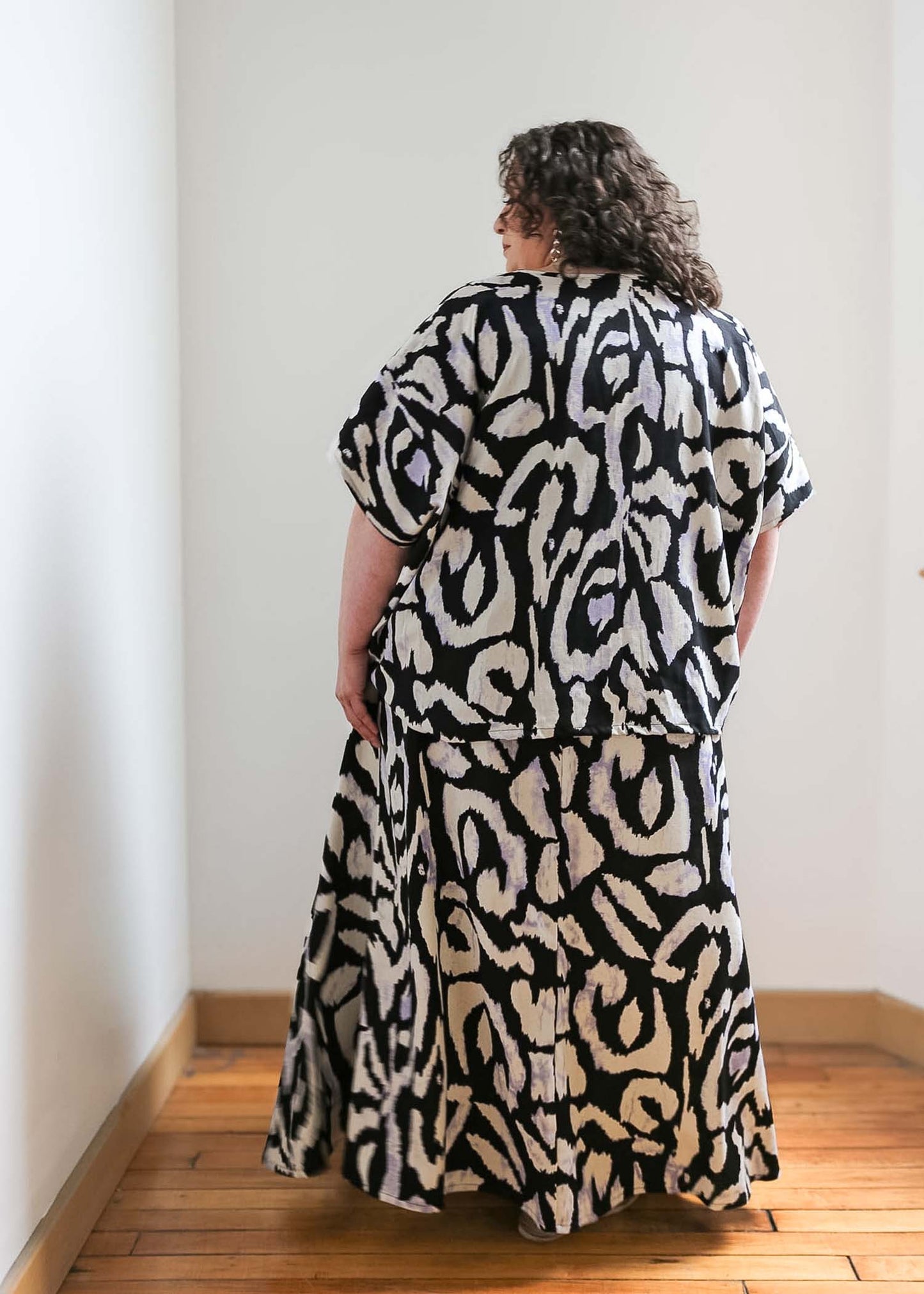 Lesley Long Skirt -Linen Blend -Print