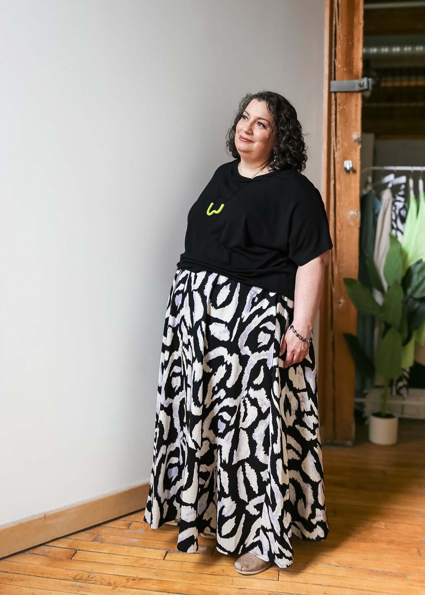Lesley Long Skirt -Linen Blend -Print