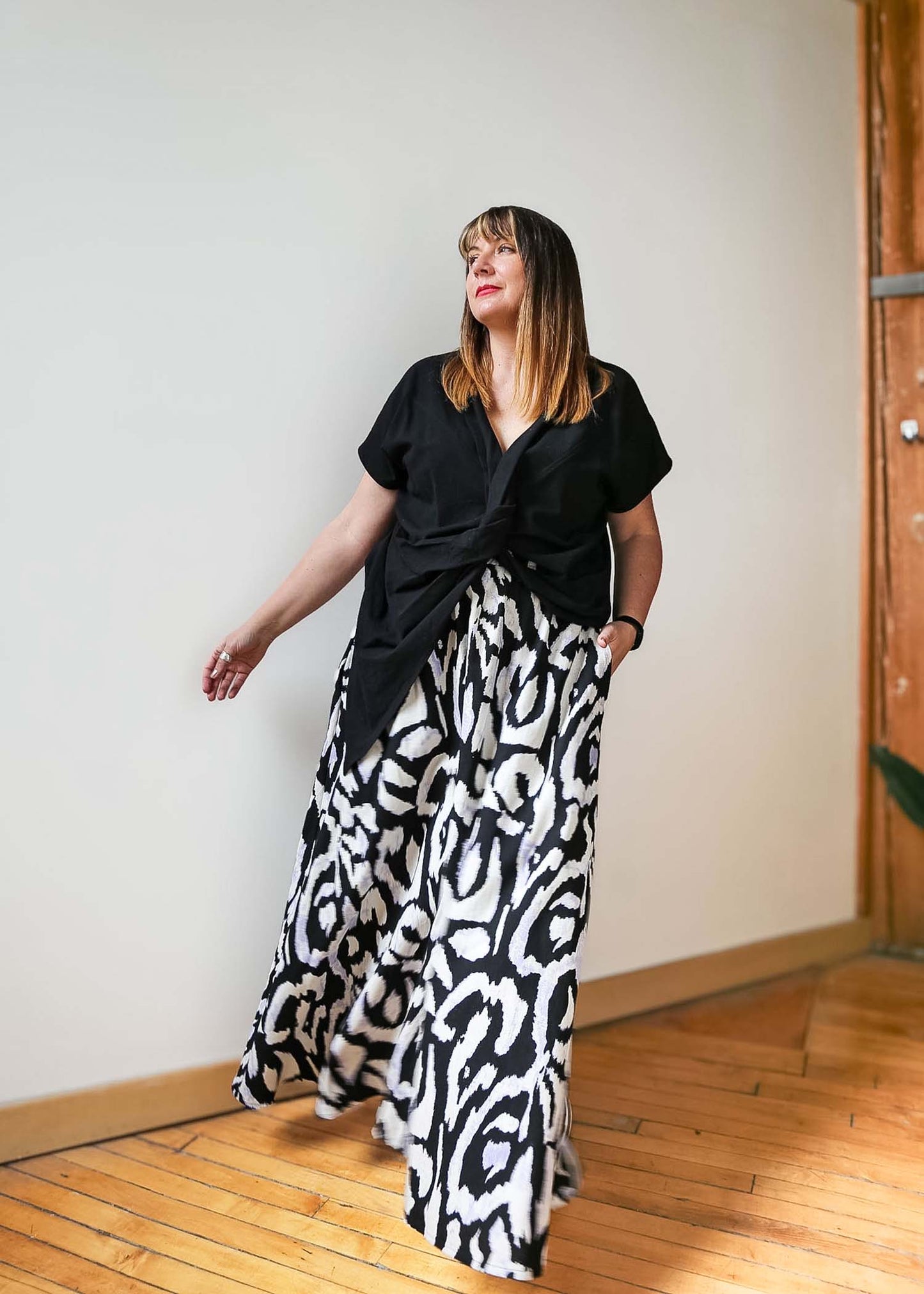 Lesley Long Skirt -Linen Blend -Print
