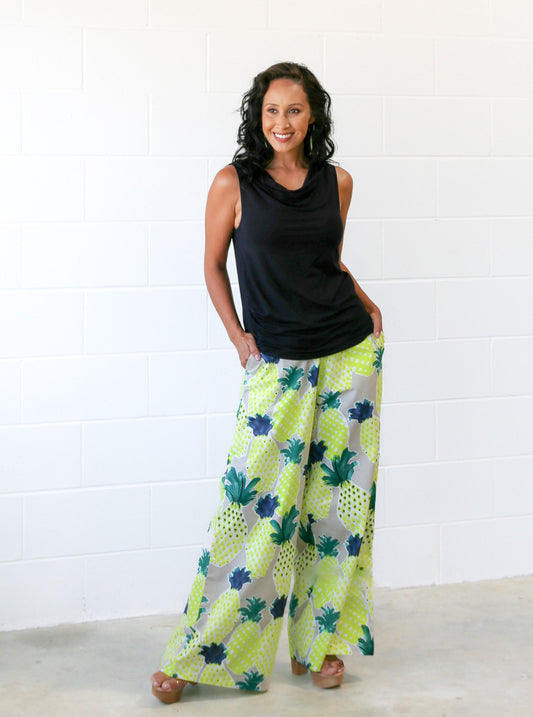 Anna Wide Leg Pants -Pineapple