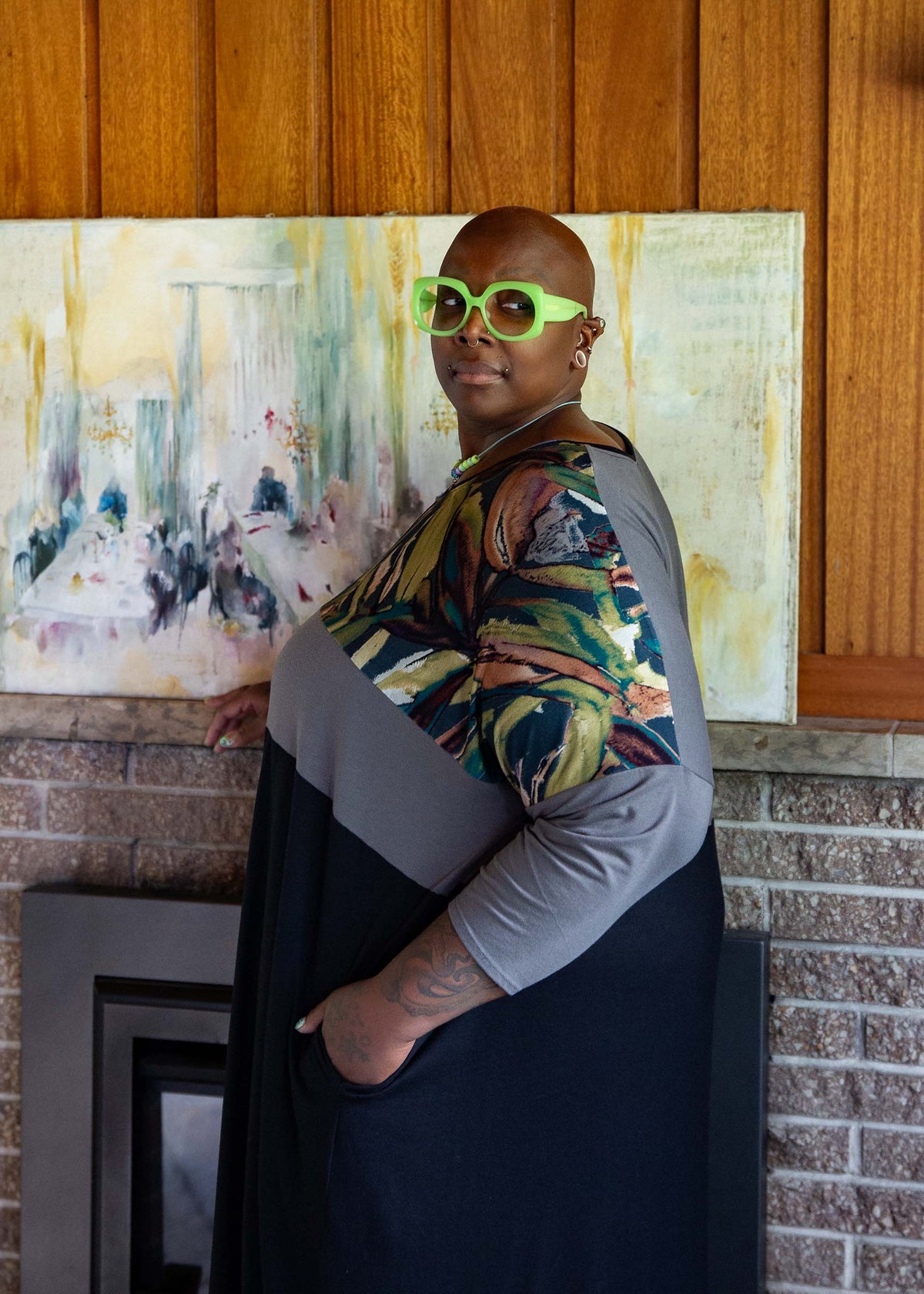 Monique Dress -Colour Blocked Zero Waste