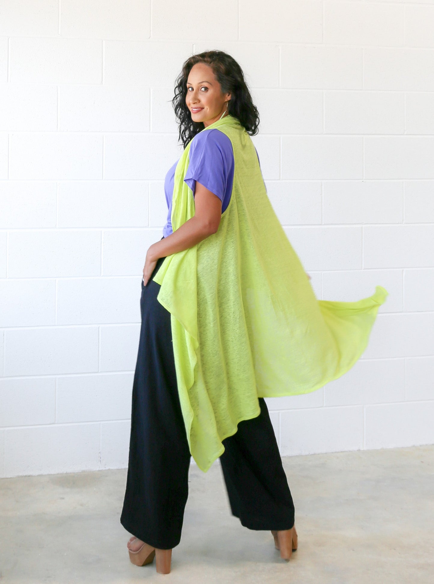 Lydia Linen Vest -Citron