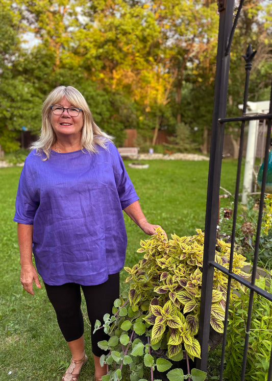 Sandy Linen Tunic -Violet