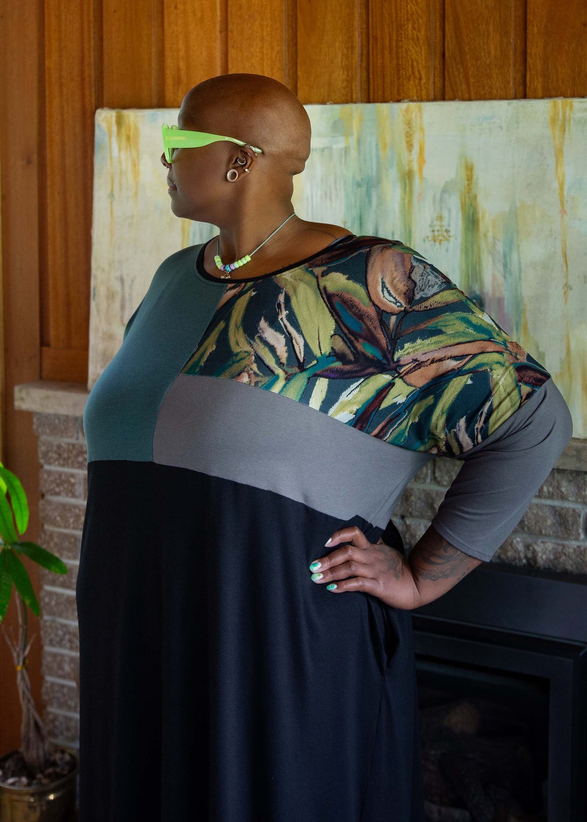 Monique Dress -Colour Blocked Zero Waste