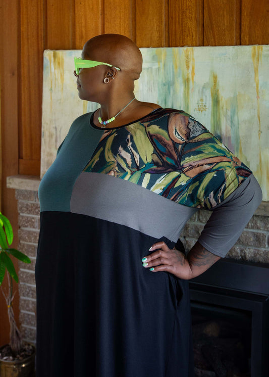 Monique Dress -Colour Blocked Zero Waste