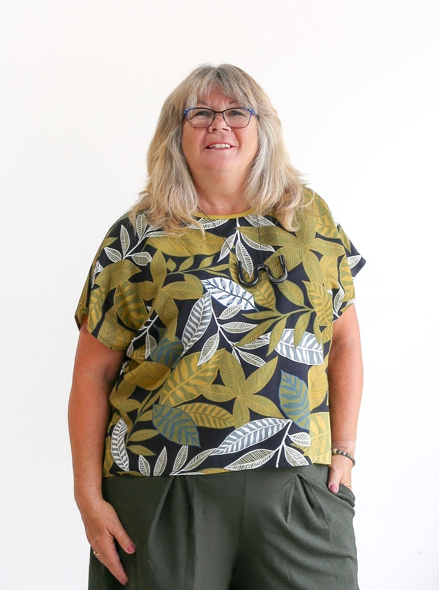 Julie Boxy Top -Leaf Print