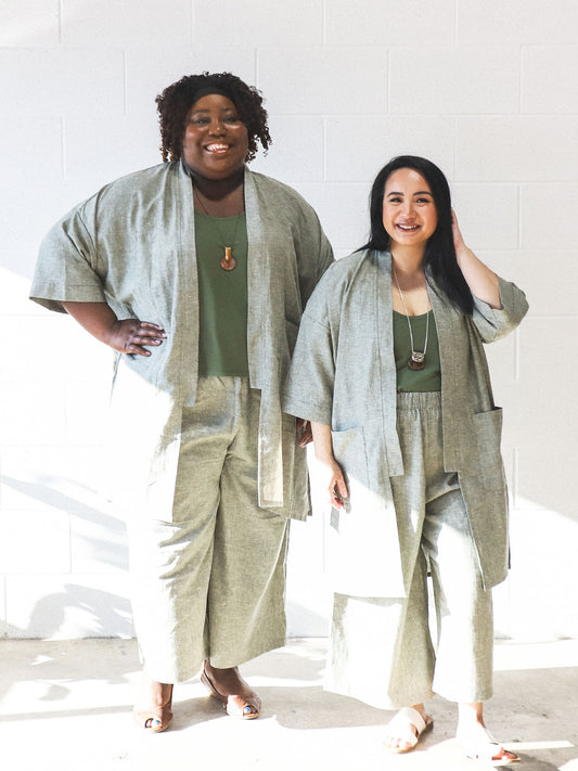 Eva Long Jacket -Hemp -Green