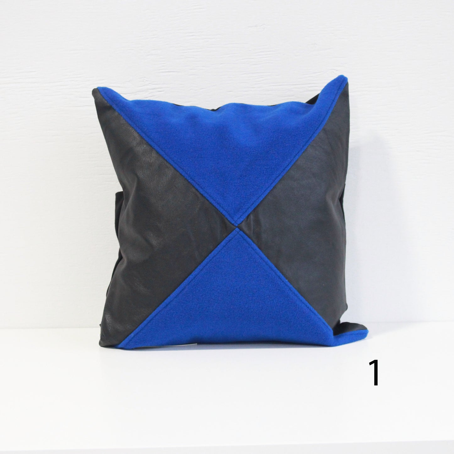 Upcycled Pillow Covers -Blue & Black