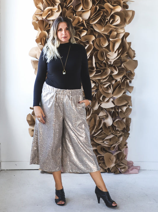 Metallic Wide Leg Pants