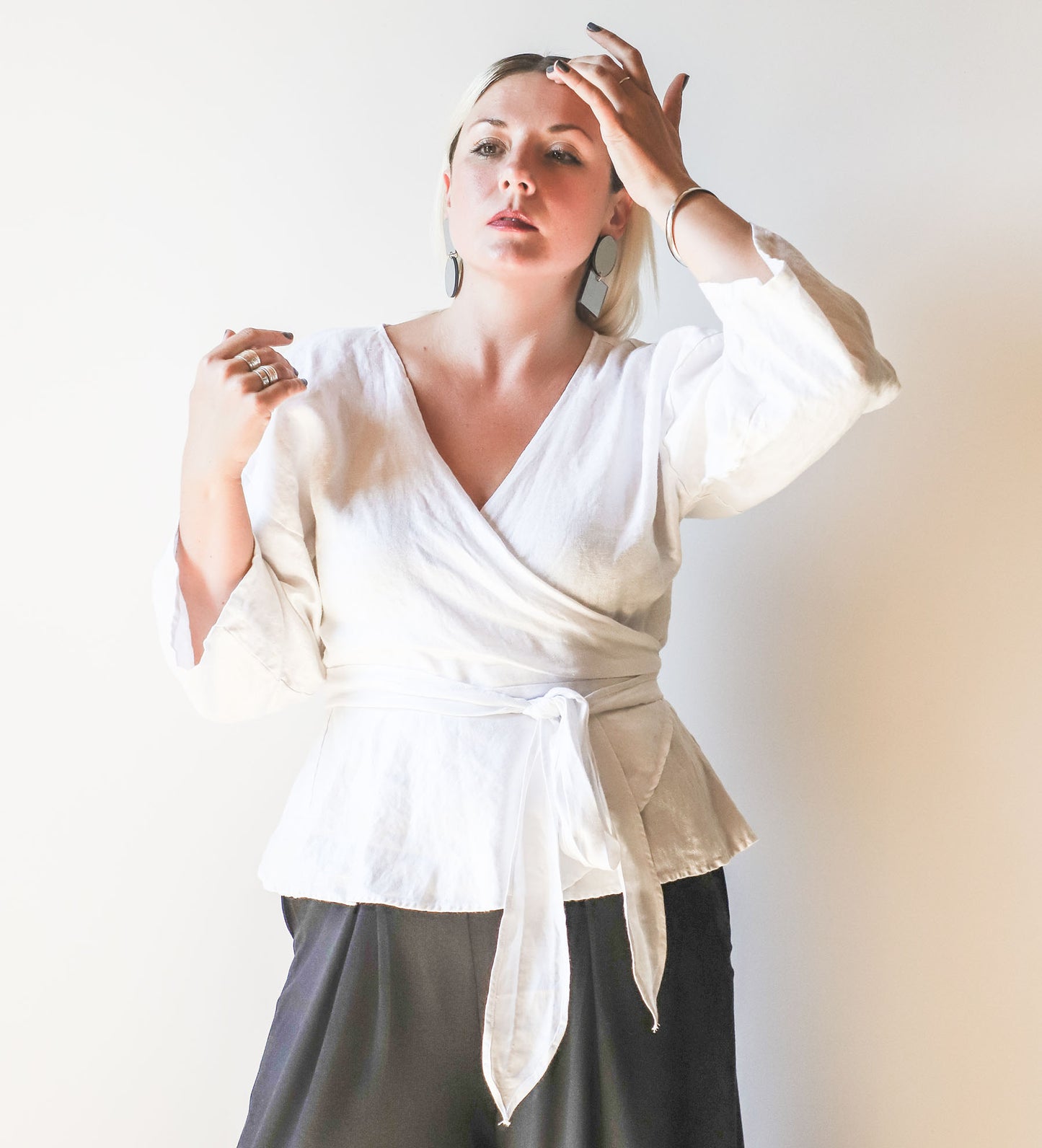 Quinn Linen Wrap Top -Sale -A