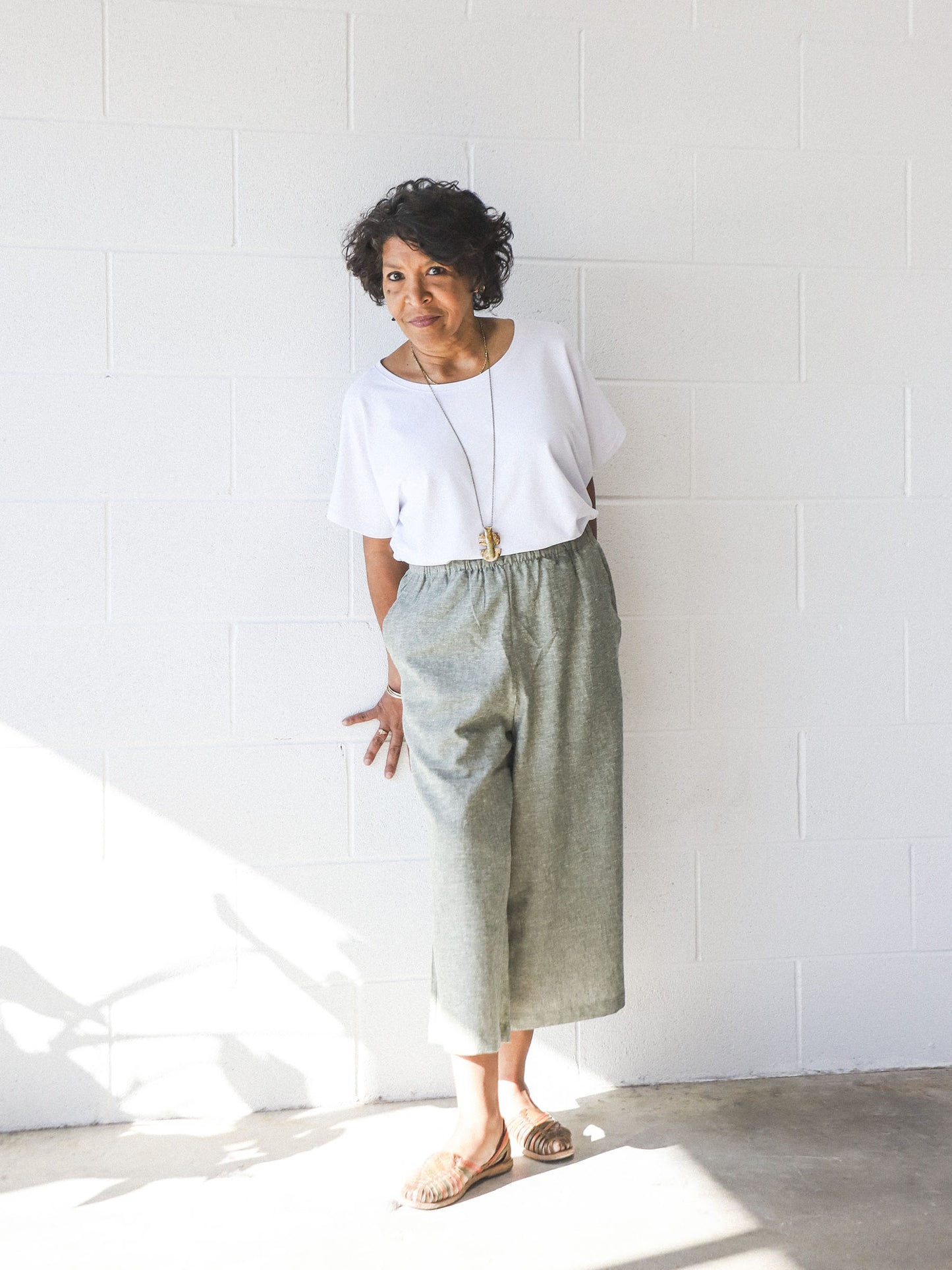 Shannon Wide Leg Crop Pants -Hemp -Light Green